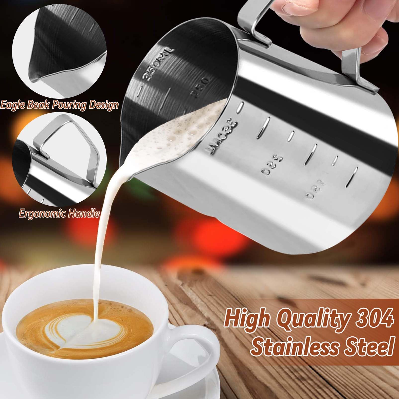 HahaGo 350ml milk frother—internal measurements for accurate steaming