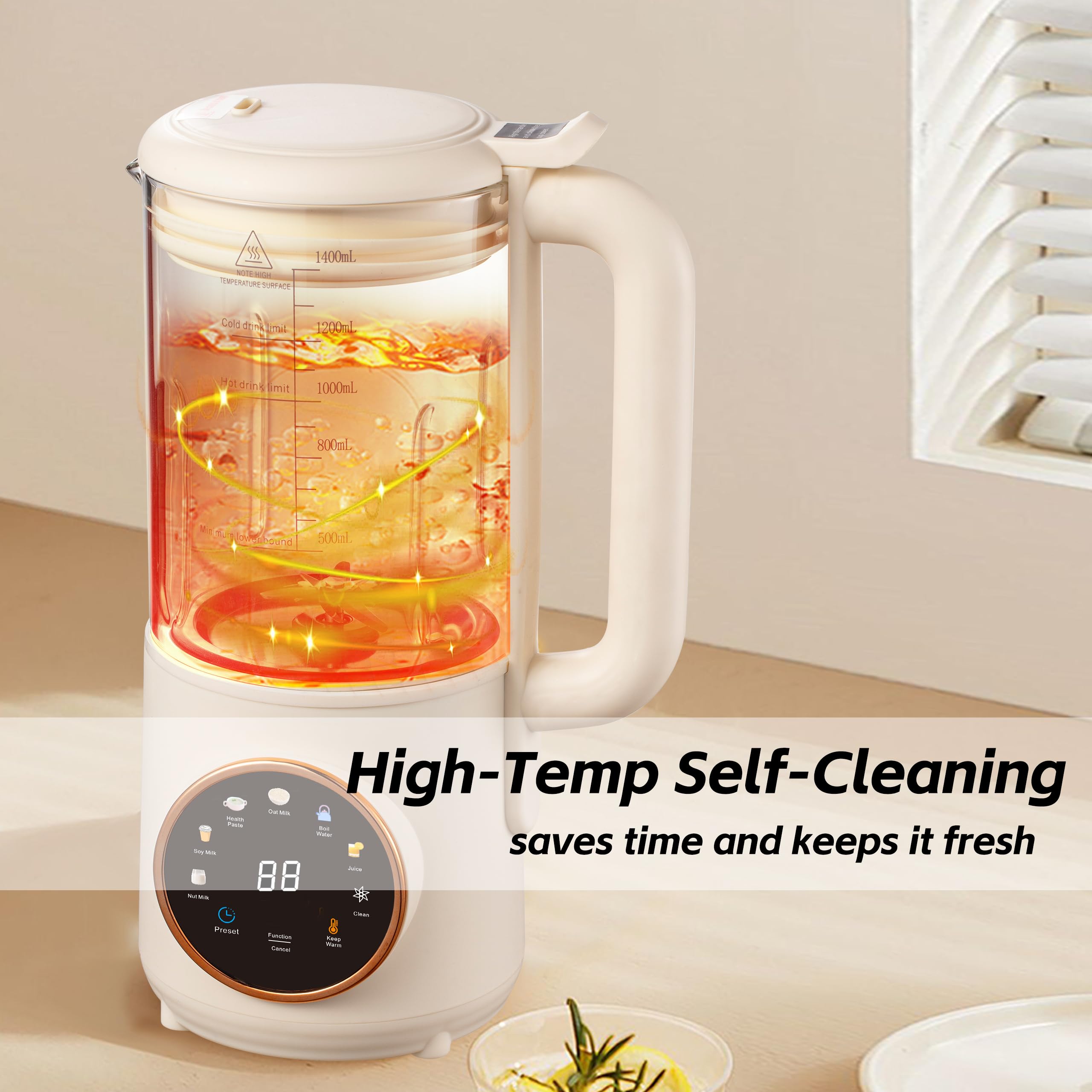 HaiiuzHi 16-blade system ensures smooth, creamy blends without soaking.