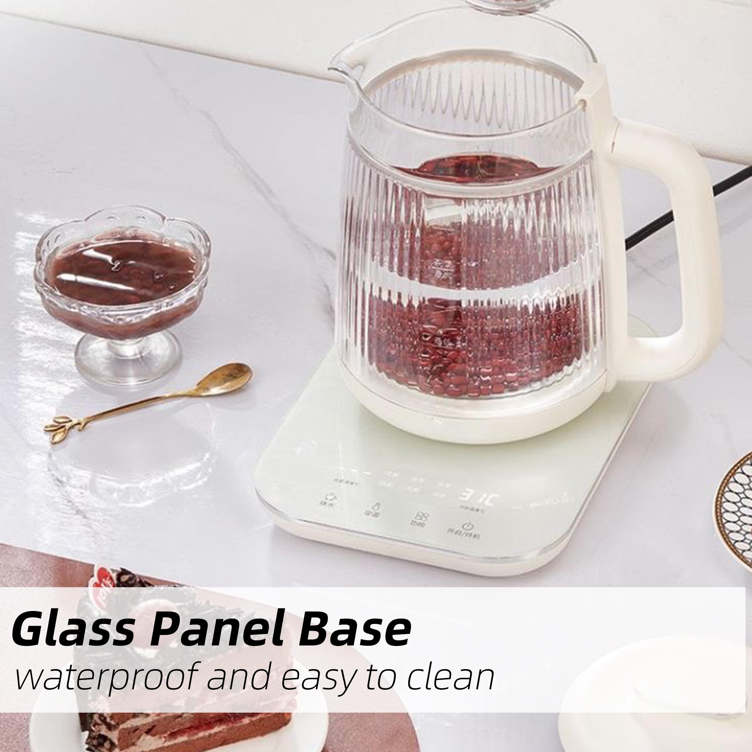 HaiiuzHi Health Pot glass touch panel with LED display for easy time and temp checks.