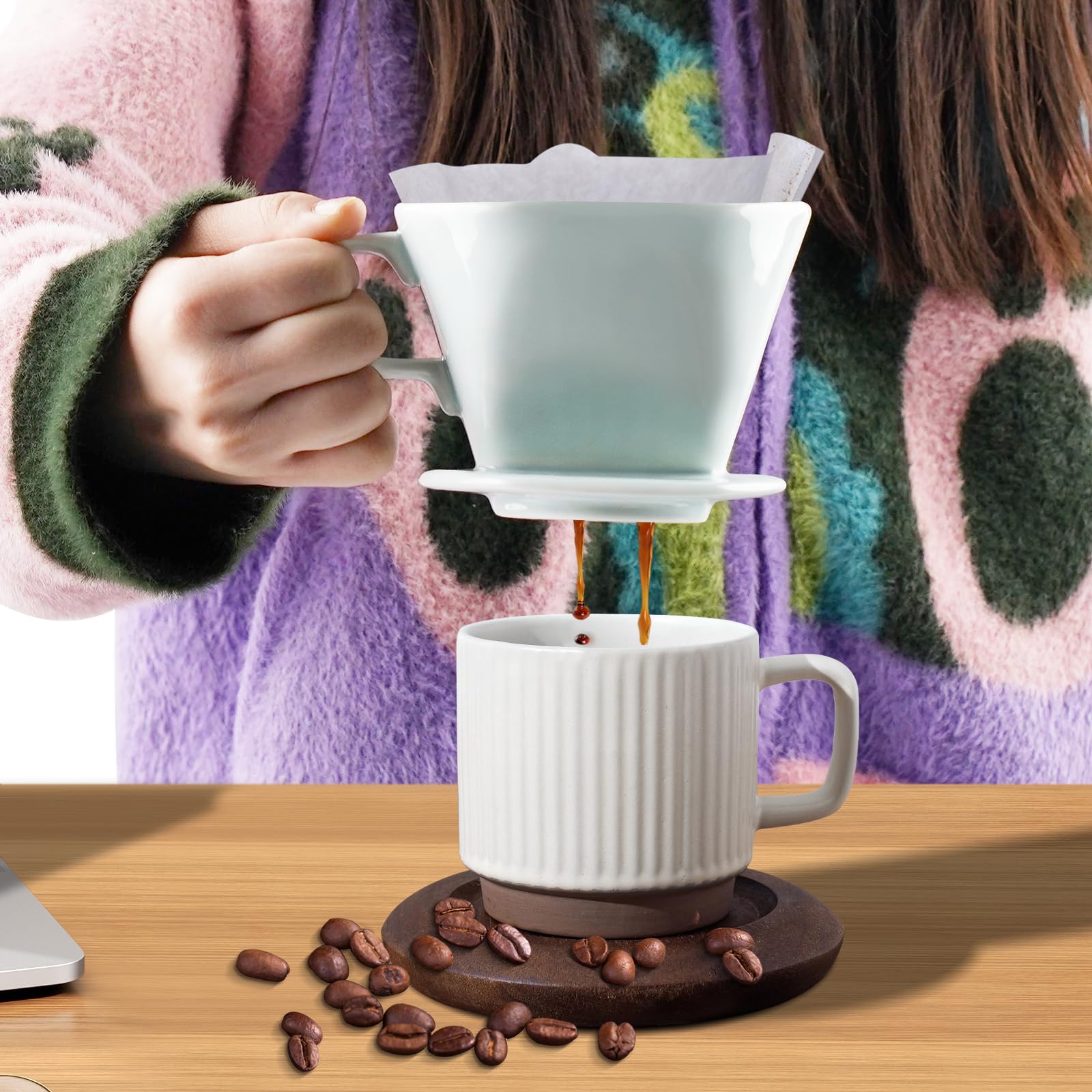 Hailanbao dripper suitable for camping, office, and home brewing in blue