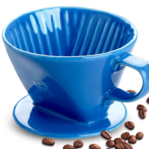 Hailanbao handmade pour-over ceramic dripper in blue enhances flavor extraction