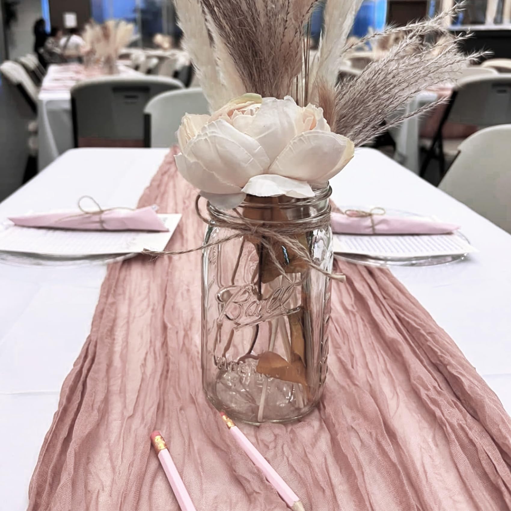 HAISIWLKJ gauze table runner drapes softly for garden or outdoor decor