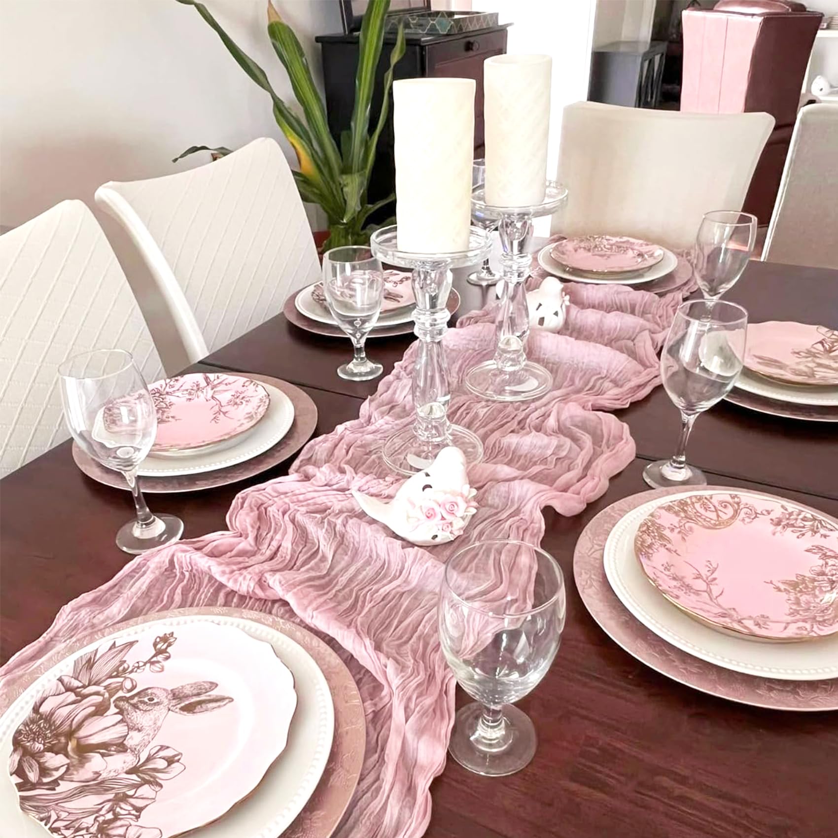 HAISIWLKJ outdoor garden table runner sheer fabric for festive patio styling