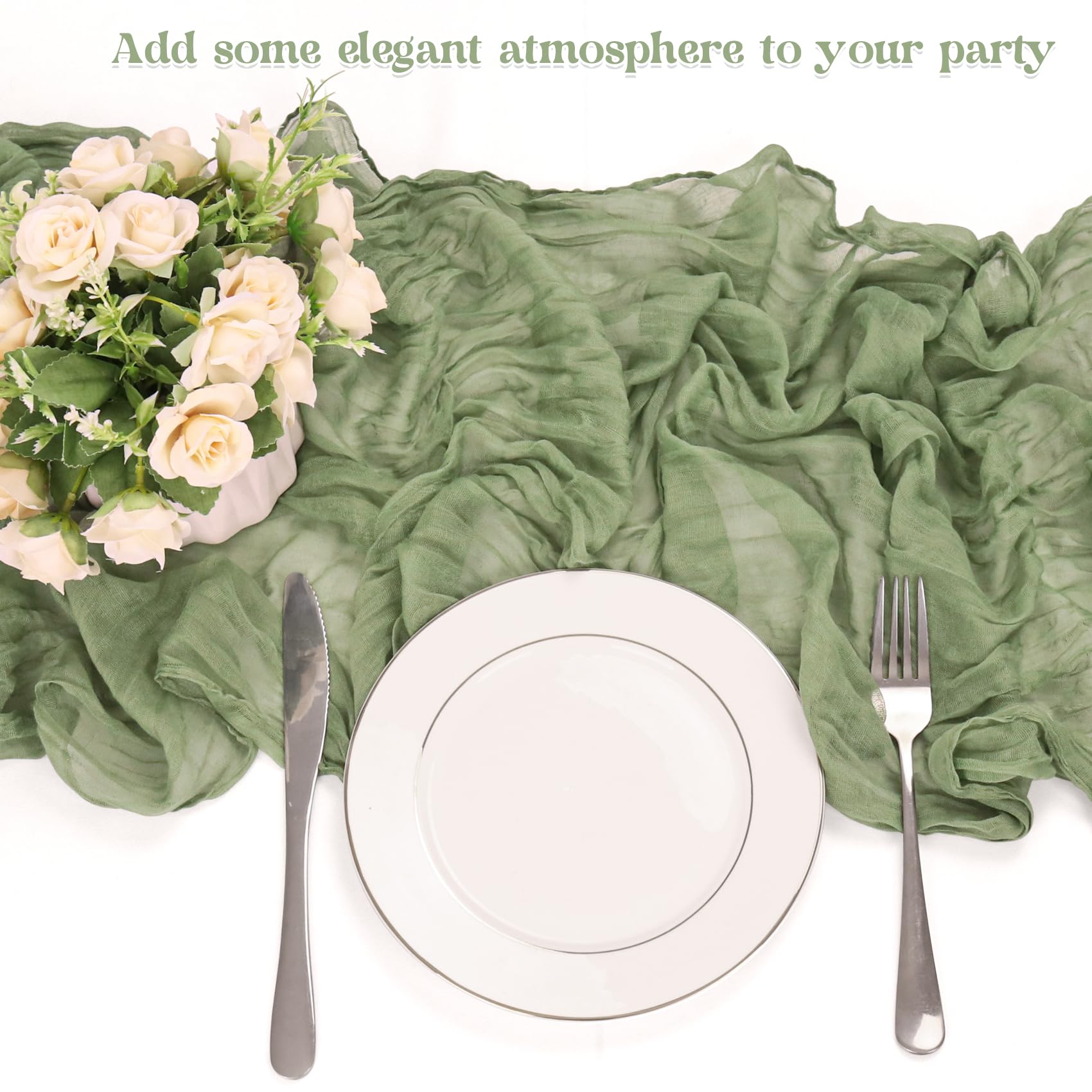 HAISIWLKJ sage green table runners pack of 10 for versatile table styling