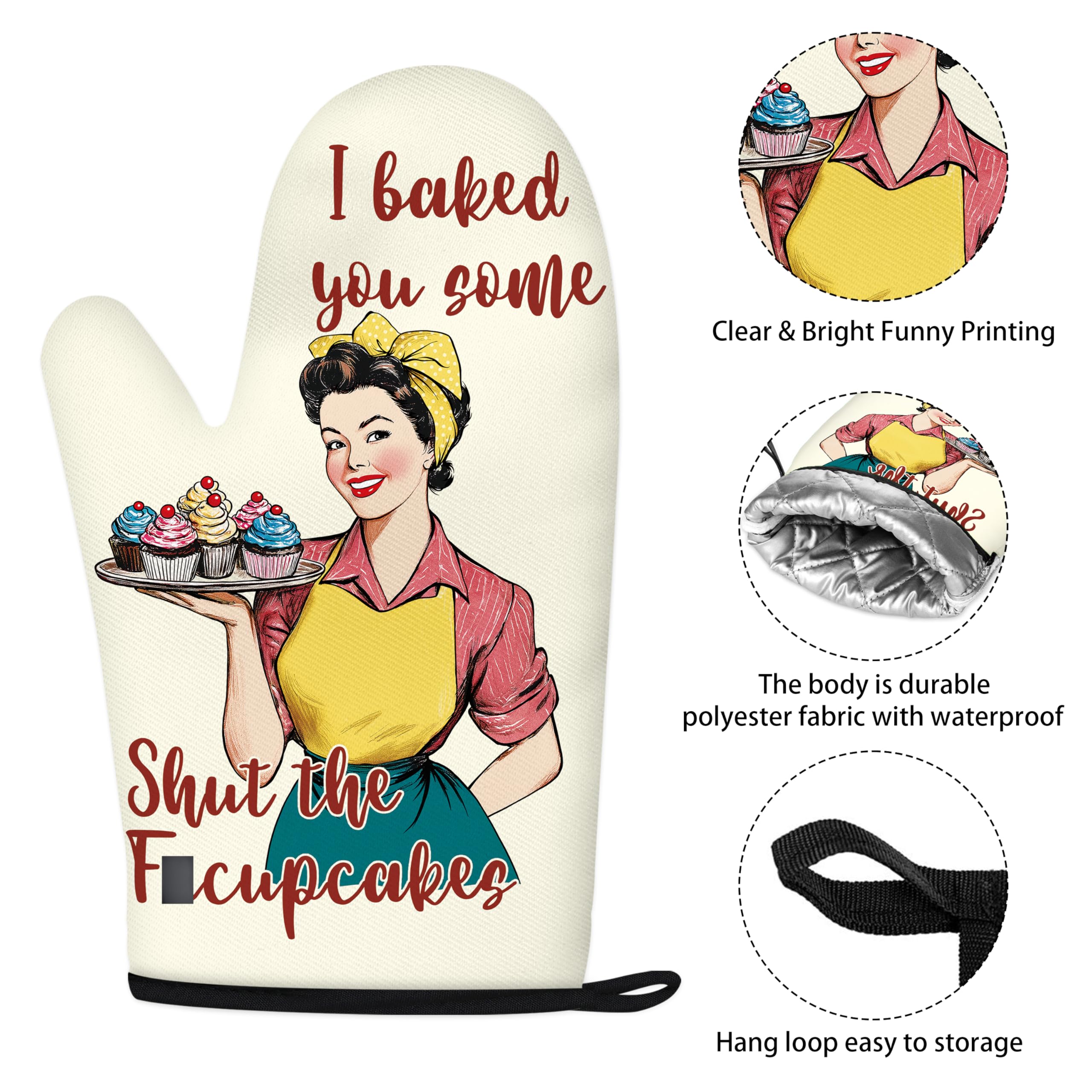 Beige and yellow kitchen decor with HAISUKA oven mitts for stylish cooking.