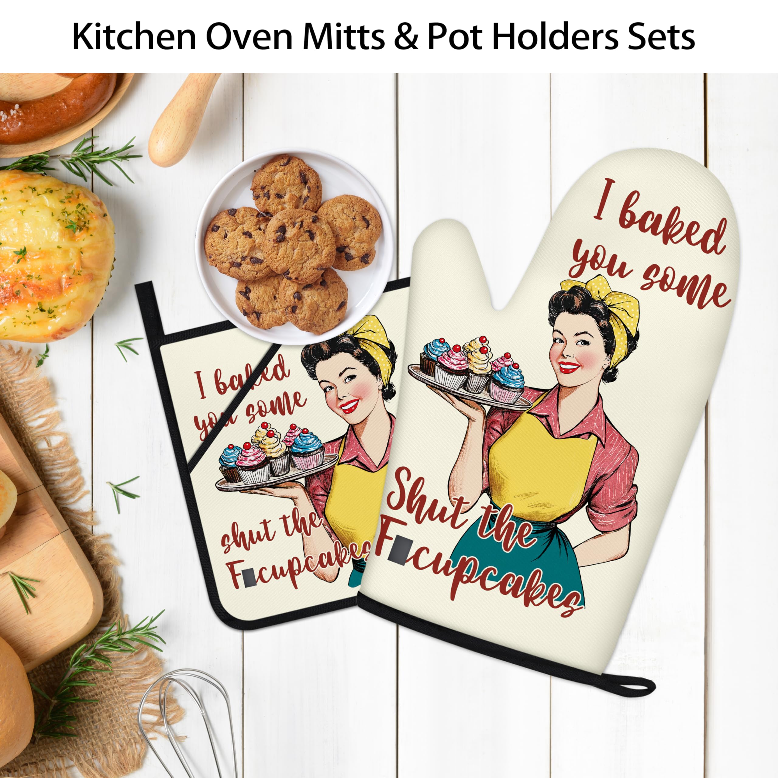 HAISUKA easy-hang oven mitts for space-saving storage and tidy countertops.