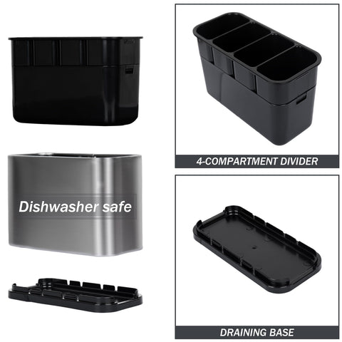 Haiyouneer silverware caddy drains efficiently via built-in holes.
