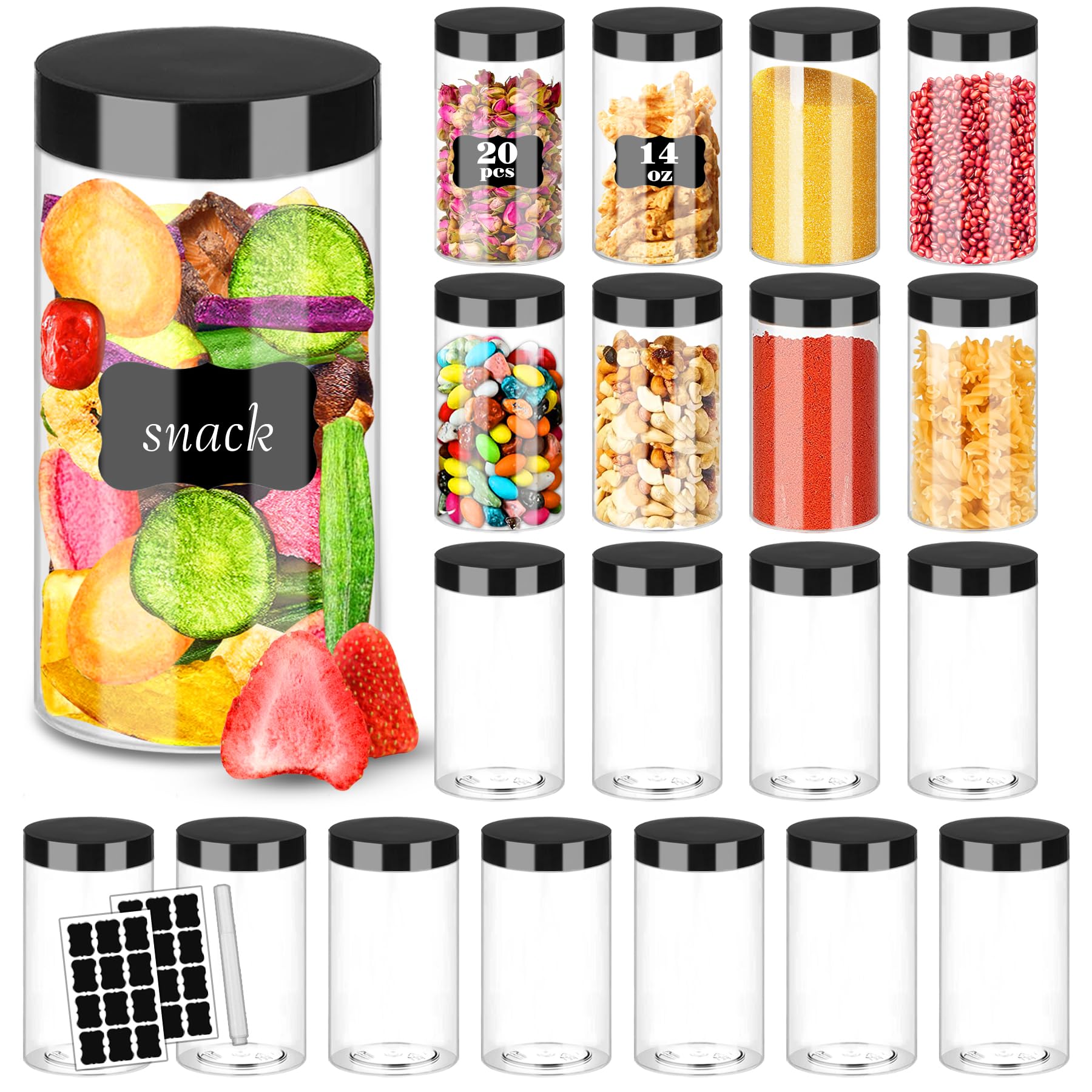 Hajoyful 14oz clear PET jar with airtight lid for slime and food storage