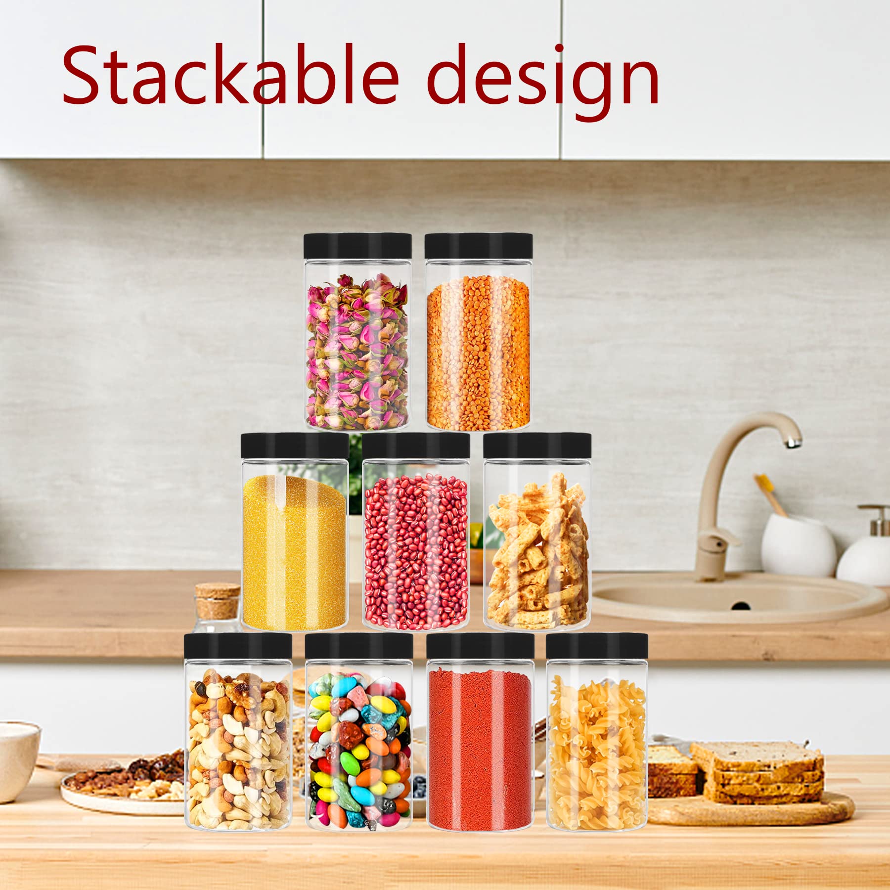 Hajoyful stackable 14oz jars save space on shelves