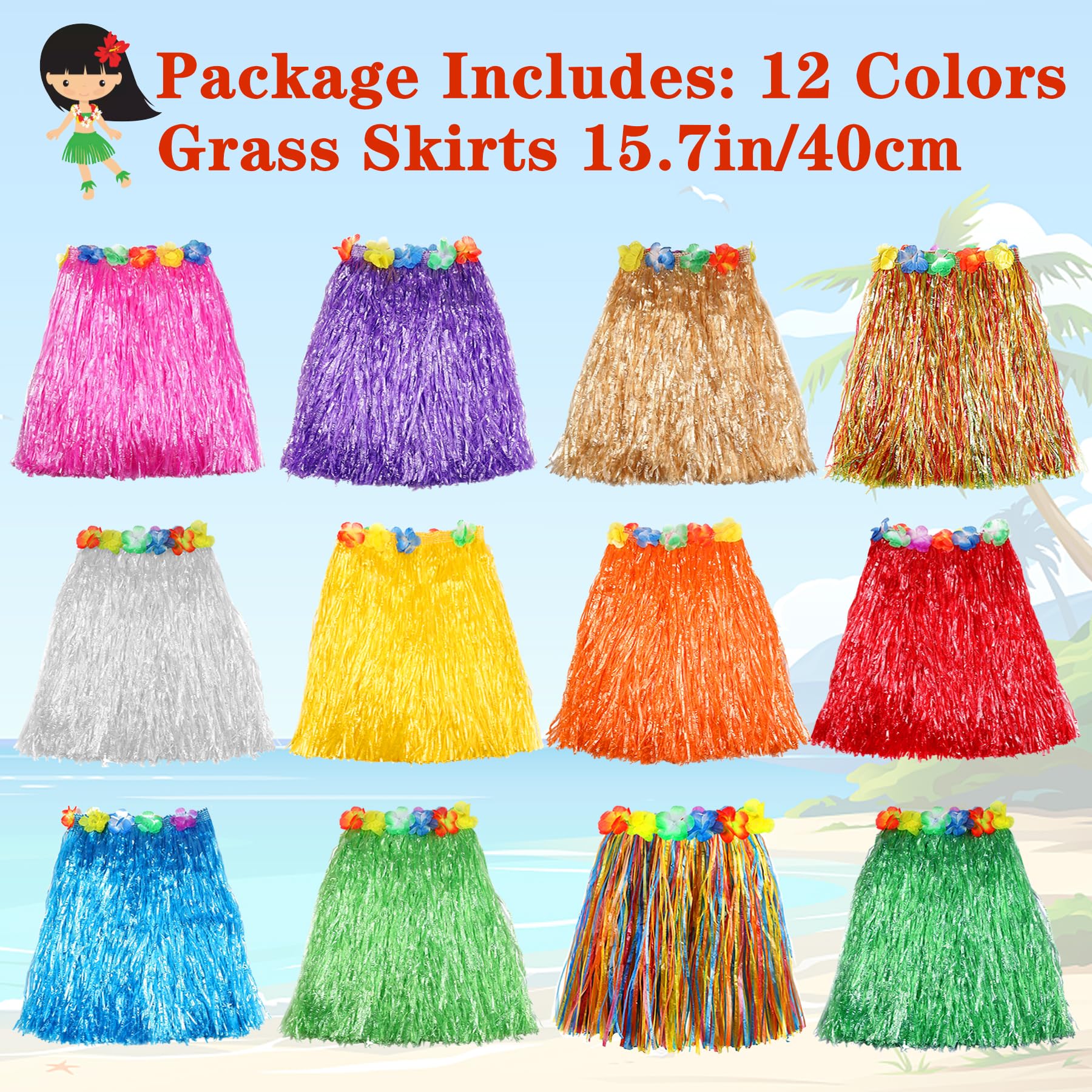 Hajoyful velcro-closure hula skirt for quick, easy dressing at events.