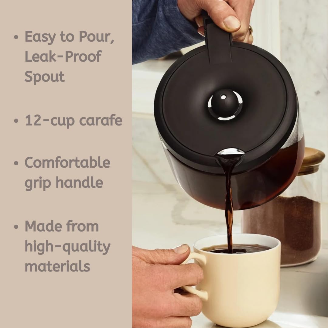 HAKANO carafe on Keurig K-Duo Essentials showing secure lid and pour spout.