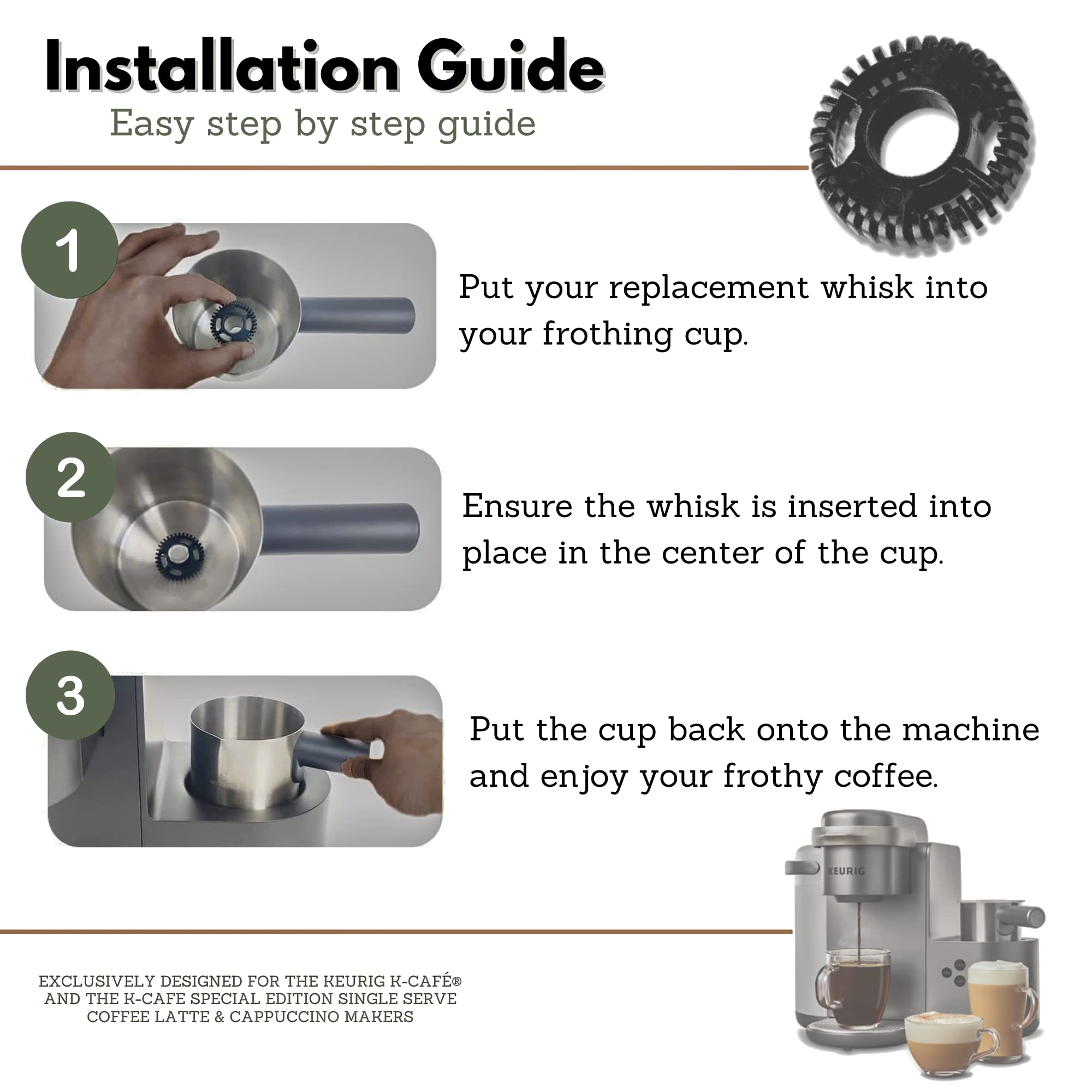 HAKANO easy-install replacement whisk supports quick, tool-free setup