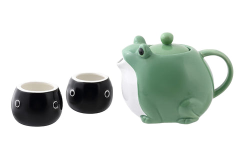 HAKONE YOSEGI tadpole cups accompany the teapot for delightful tea service.