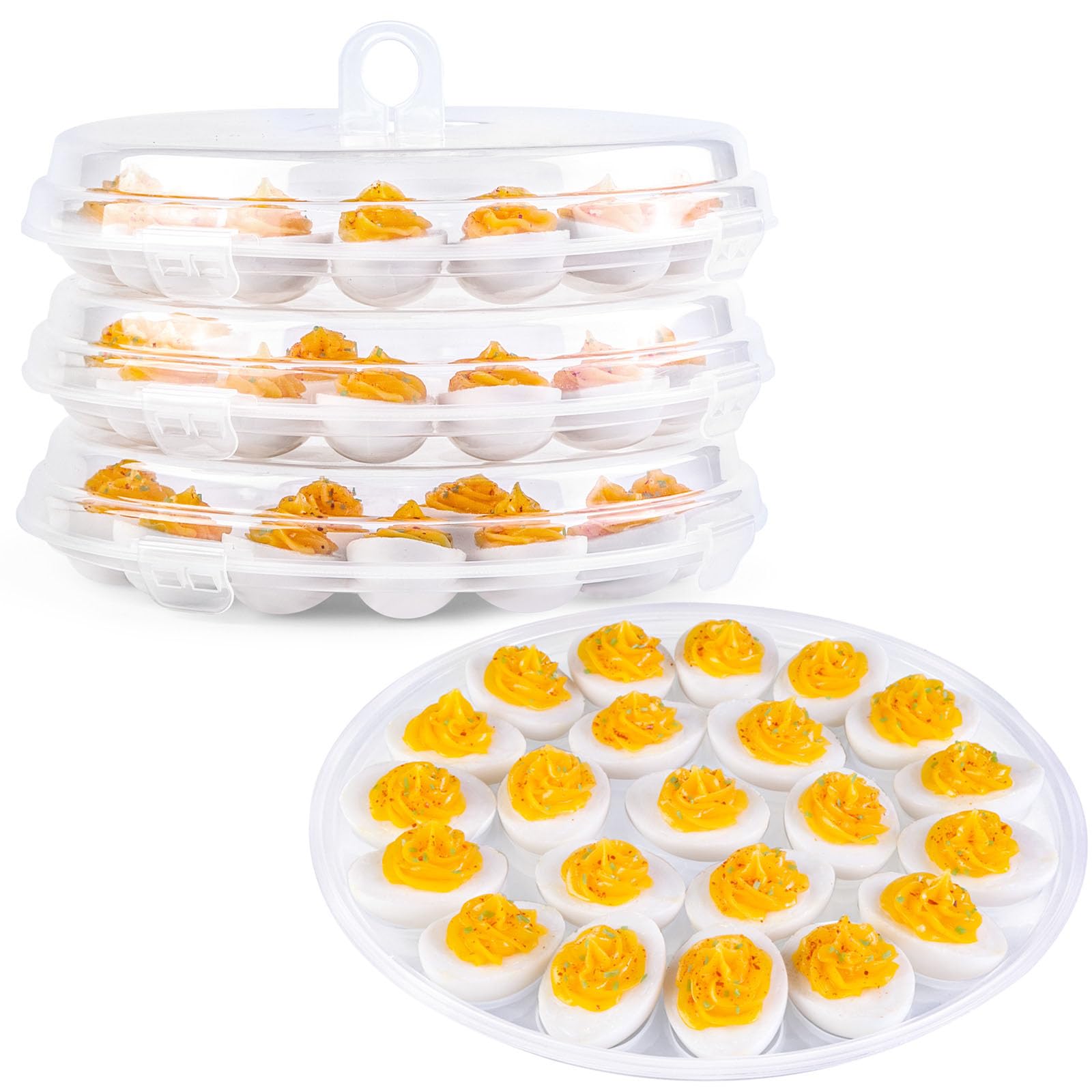 HAKSEN 3-pack deviled egg containers with lid for organized storage and transport