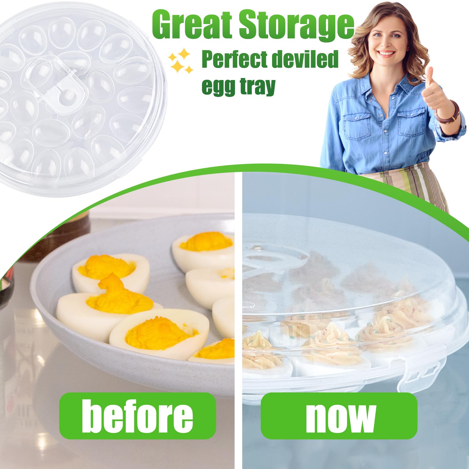 HAKSEN deviled egg tray with snap-lock lid for secure transport