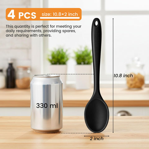 HAKSEN silicone spoons with ergonomic handles provide comfortable grip during long cooking sessions