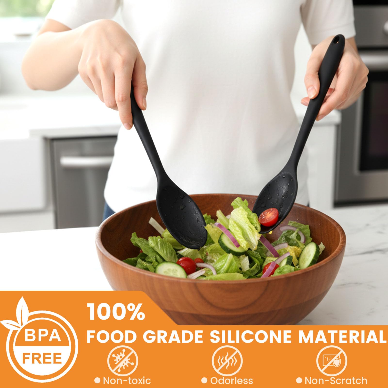 HAKSEN silicone spoons are heat resistant up to 446°F for sautéing and scraping