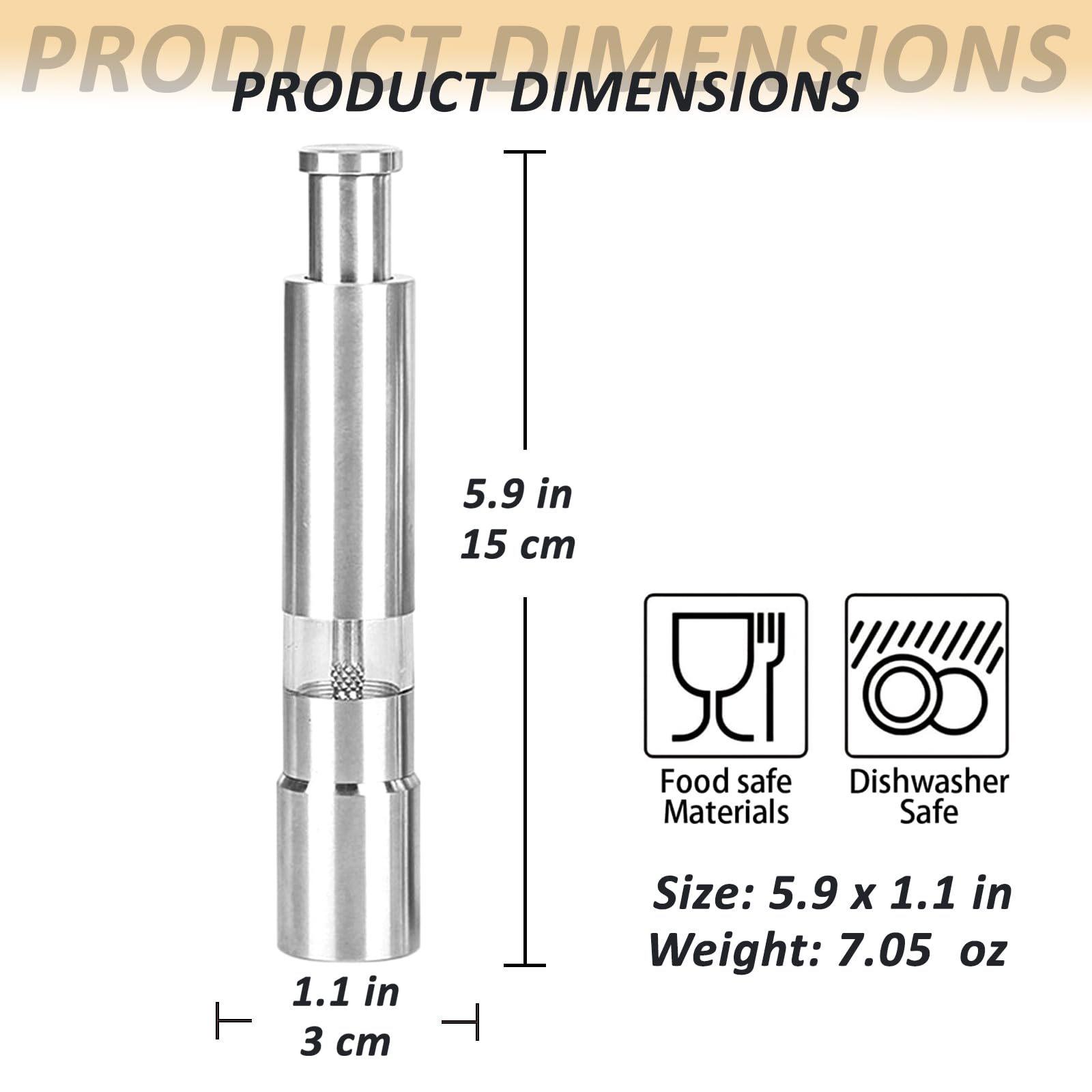 HalfofLife pepper grinder close-up showing durable steel and precise grinding mechanism.