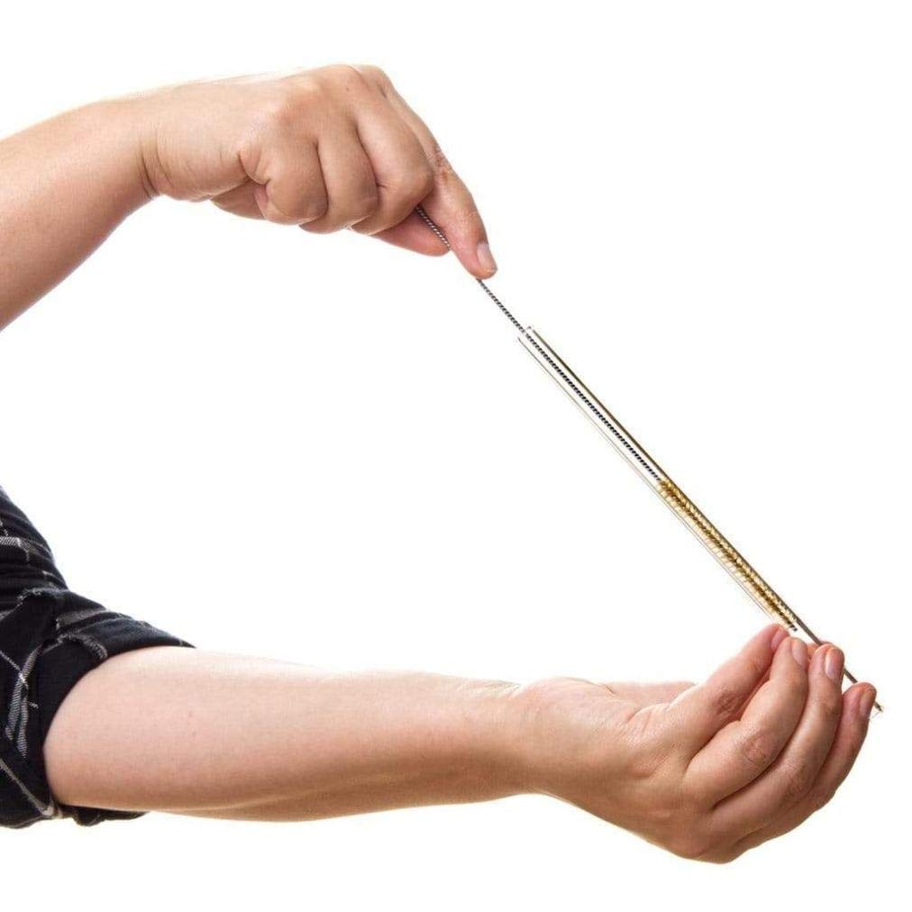 HALM glass straw beside a mixing glass to demonstrate stirring use.