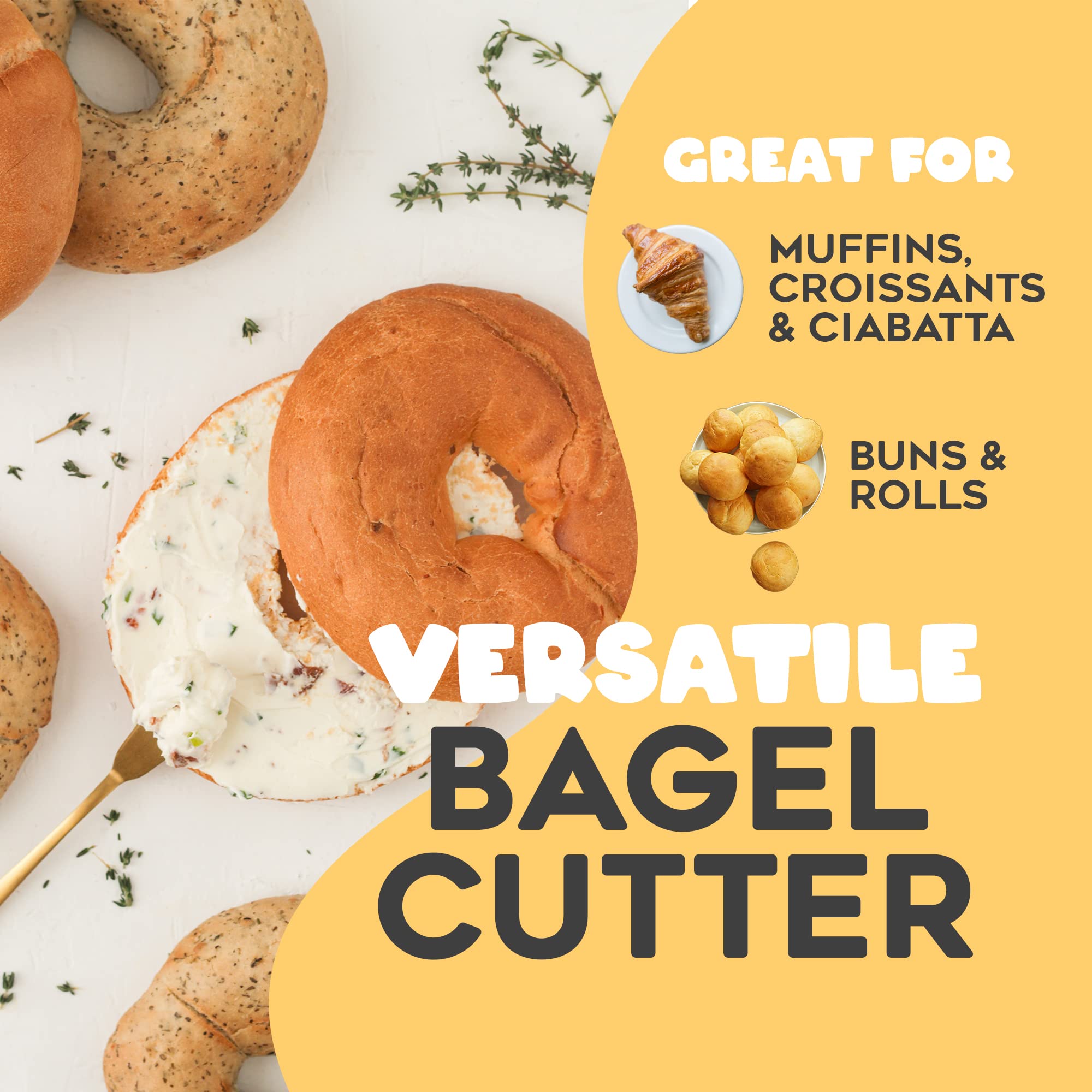 Halve Your Bagel slicer in action for quick, consistent results.