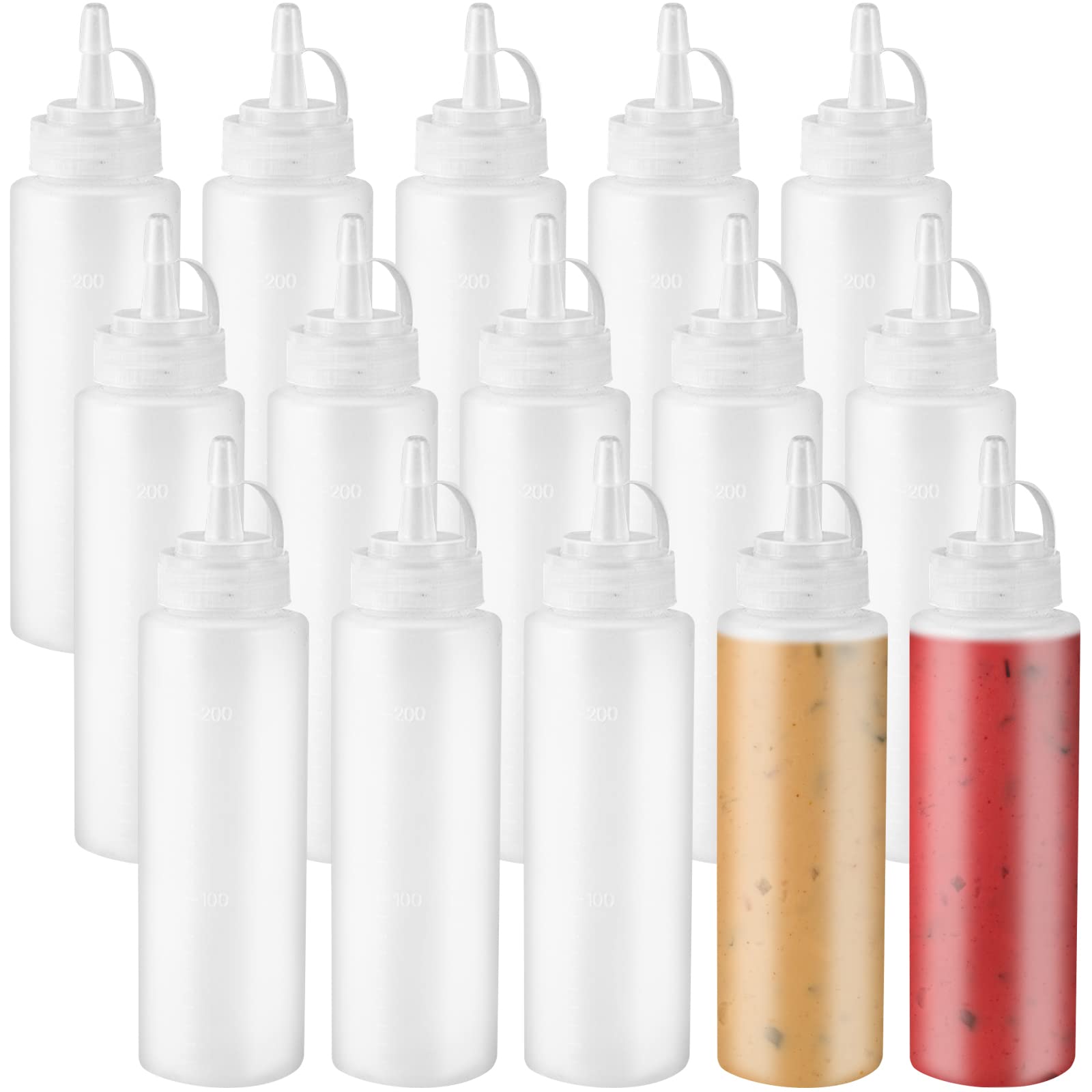 Hamiggaa 15-pack 8oz squeeze bottles set for versatile use