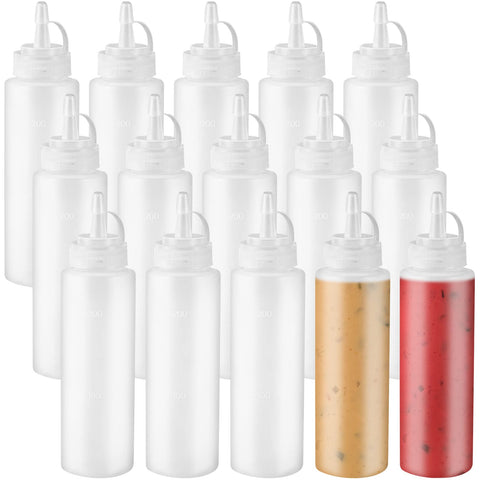Hamiggaa 15-pack 8oz squeeze bottles set for versatile use