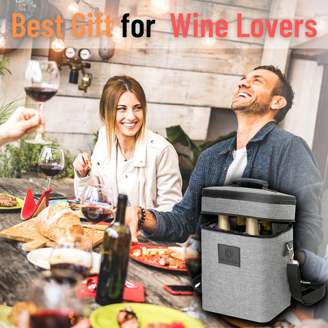HAMILO wine carrier ready for picnics or beach trips with snacks and accessories