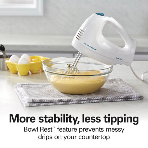 Powerful 250-watt motor handles batter, dough, and whipped cream preparations.