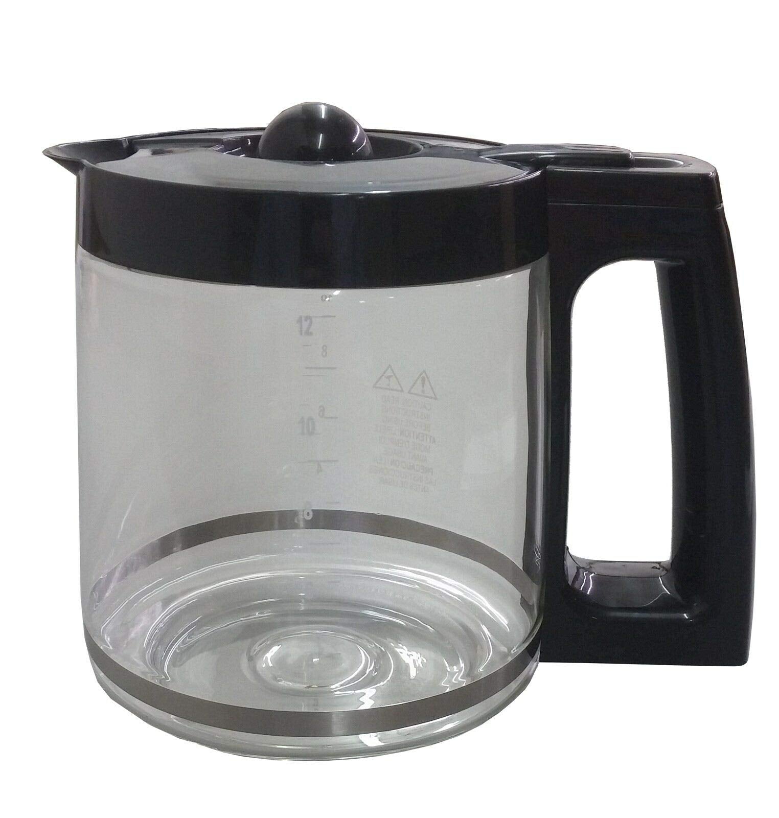 Carafe resting on a Hamilton Beach coffee maker for everyday use.