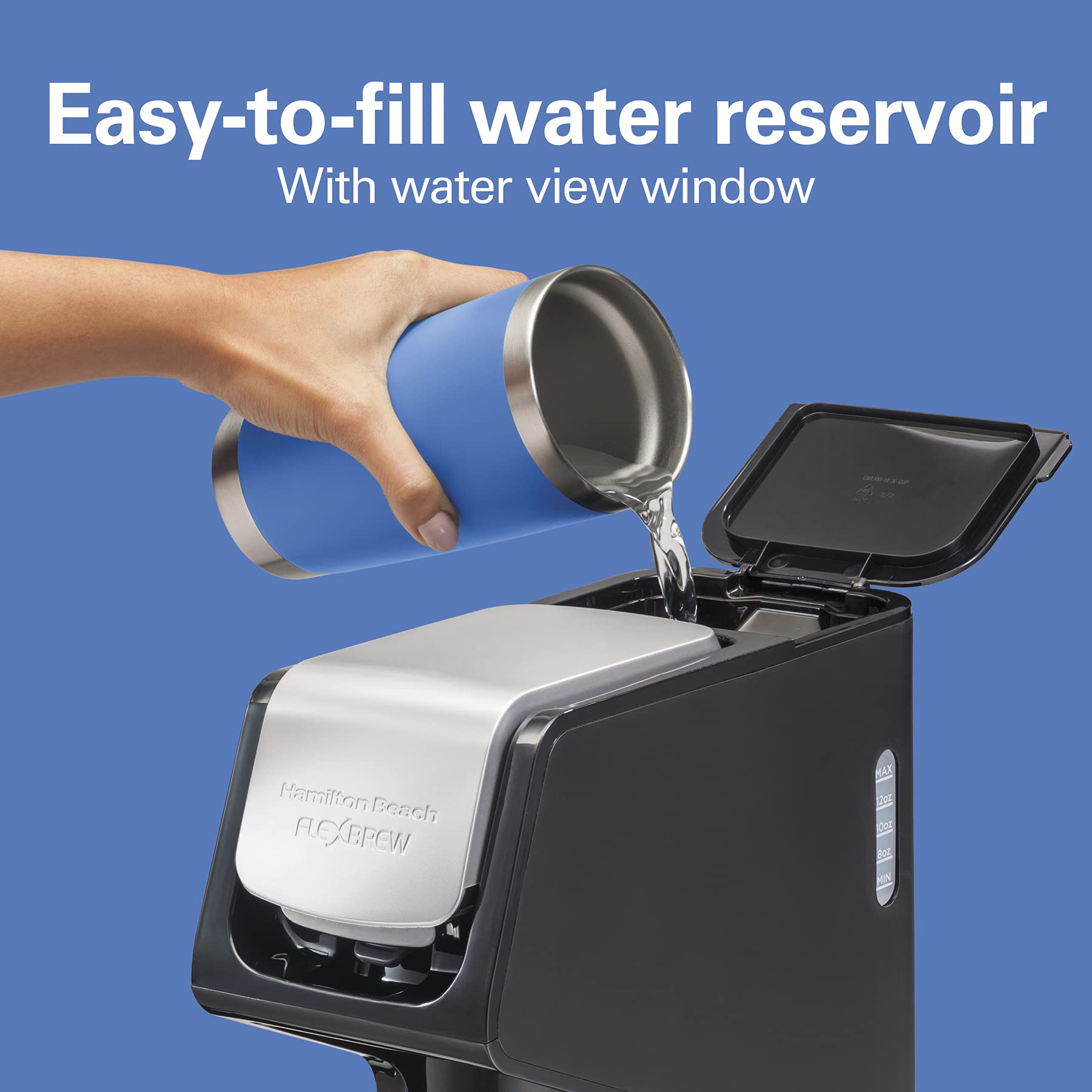 Hamilton Beach FlexBrew removable cup rest accommodates travel mugs and cups.