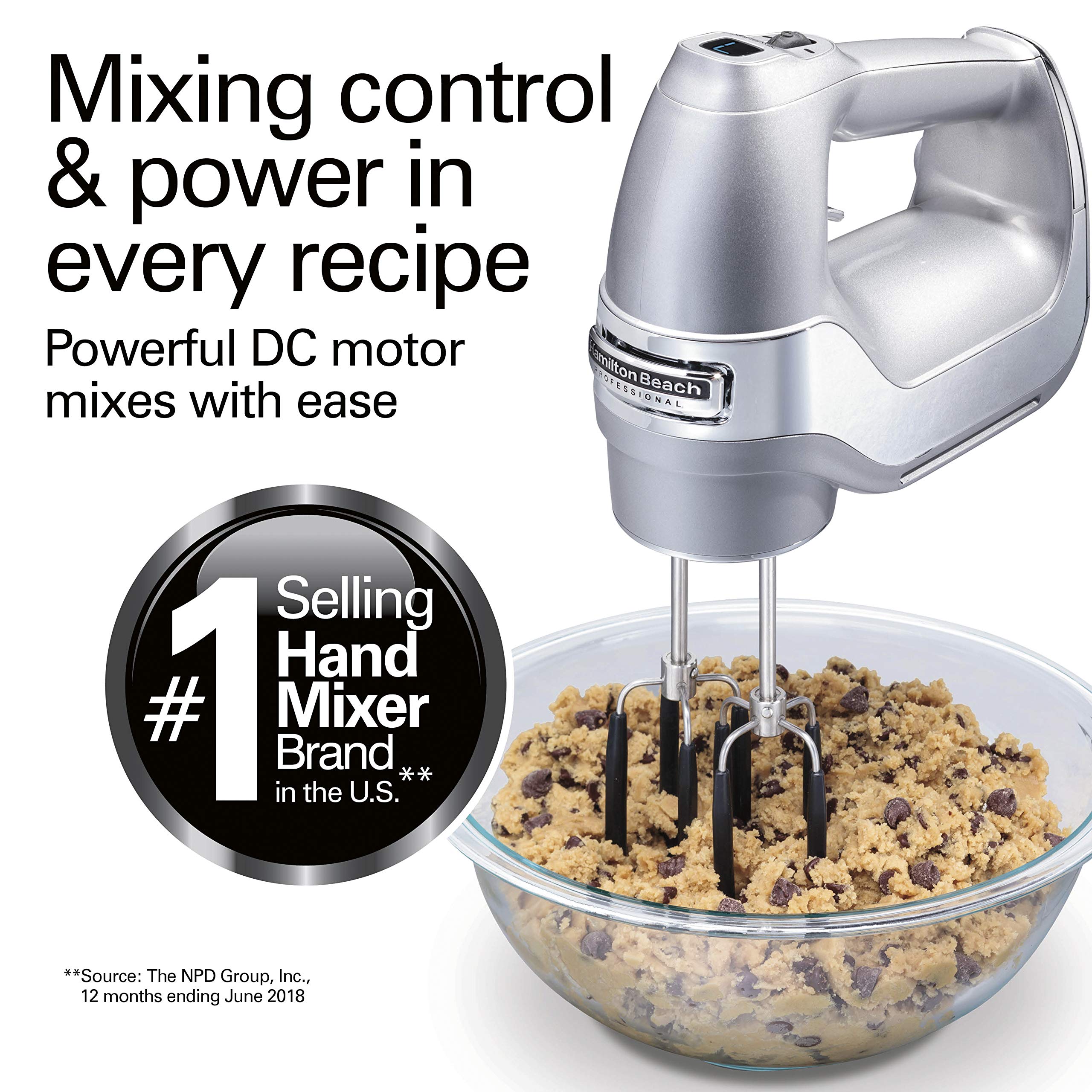 Hamilton Beach Professional 7-Speed mixer controls showing QuickBurst power.