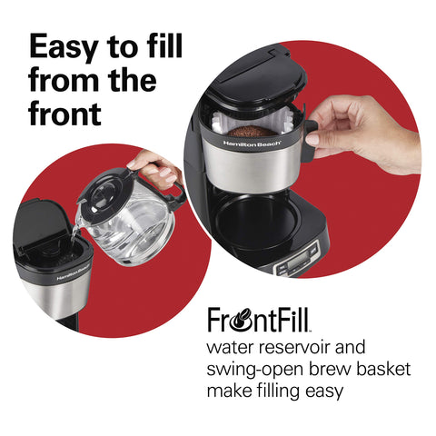 Hamilton Beach 46111 programmable clock for scheduled brewing.