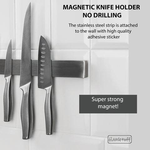 Hamletoff 304 stainless steel knife strip, sleek and easy to clean.