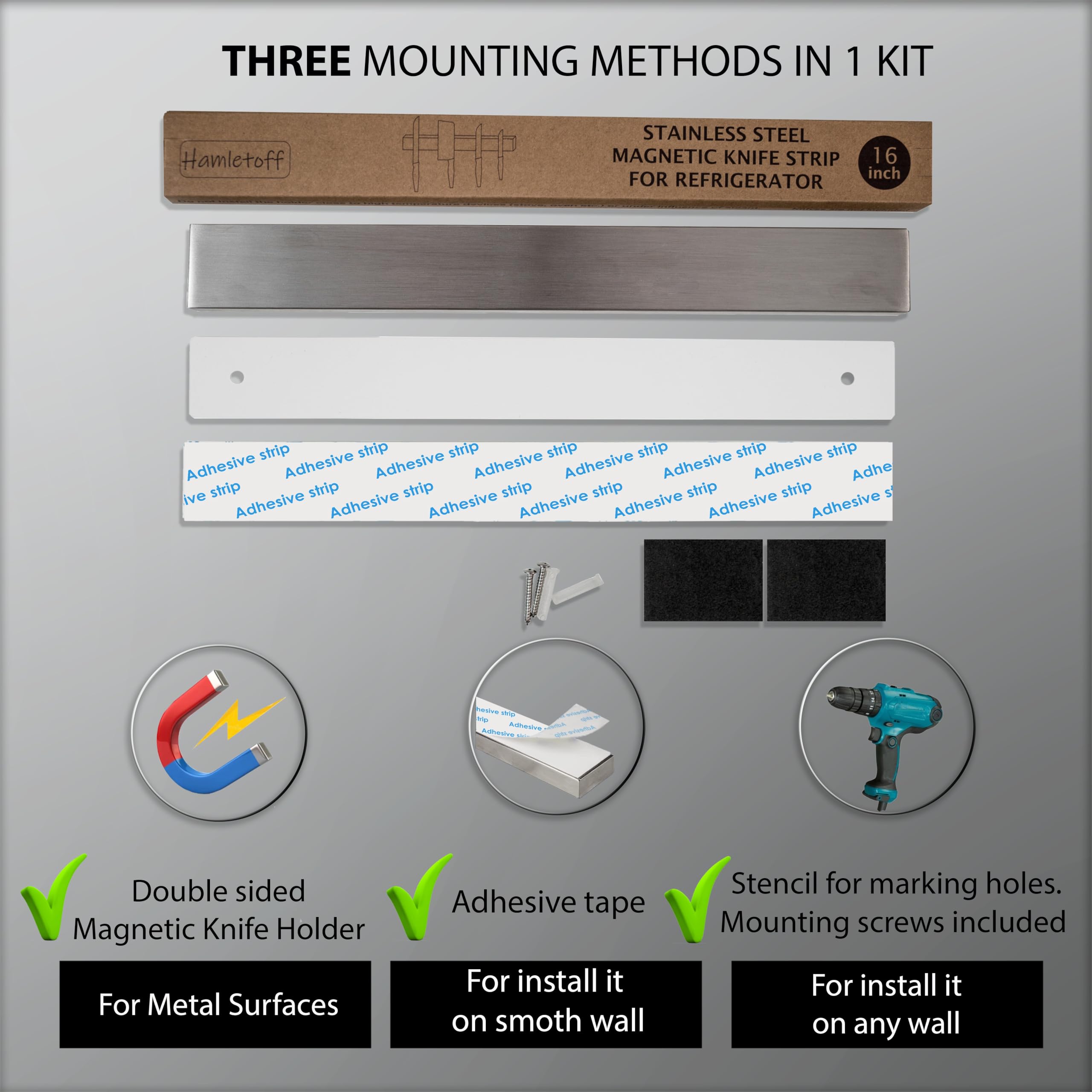 Hamletoff magnetic knife strip is easy to clean and rinse.