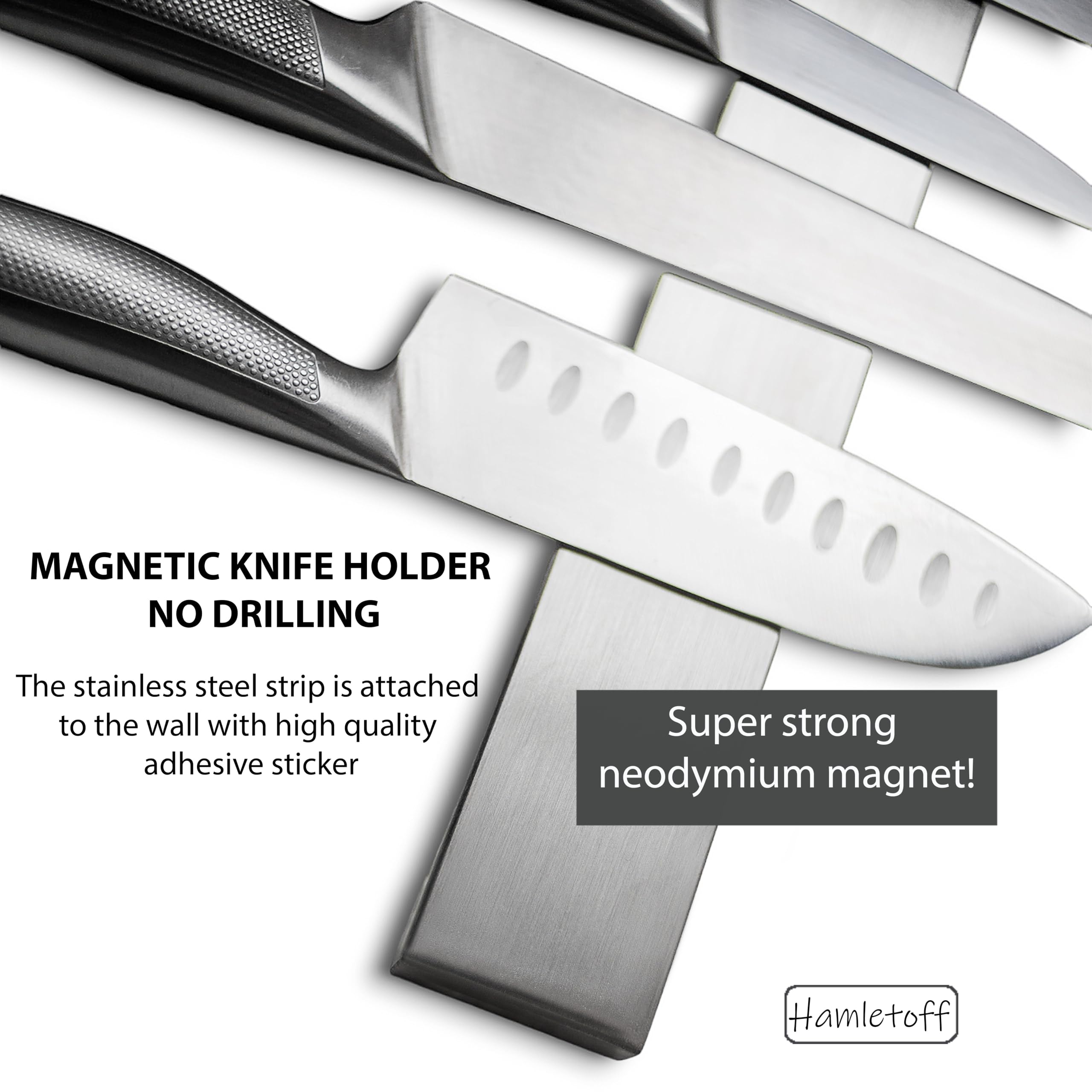 Hamletoff SUS304 stainless steel knife holder resists moisture and rust.
