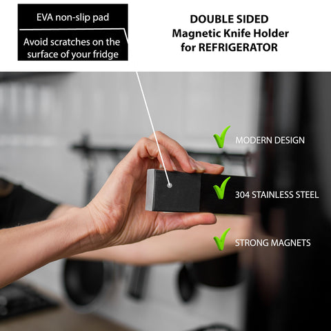 Hamletoff wall-mount knife holder with 3M adhesive for smooth surfaces.