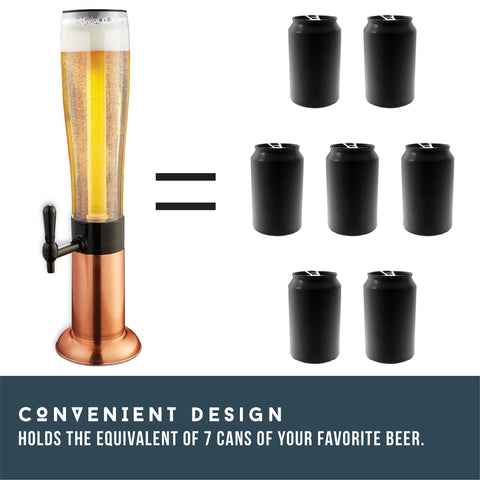 Hammer + Axe beverage dispenser copper-finish adds classic style to home bars.