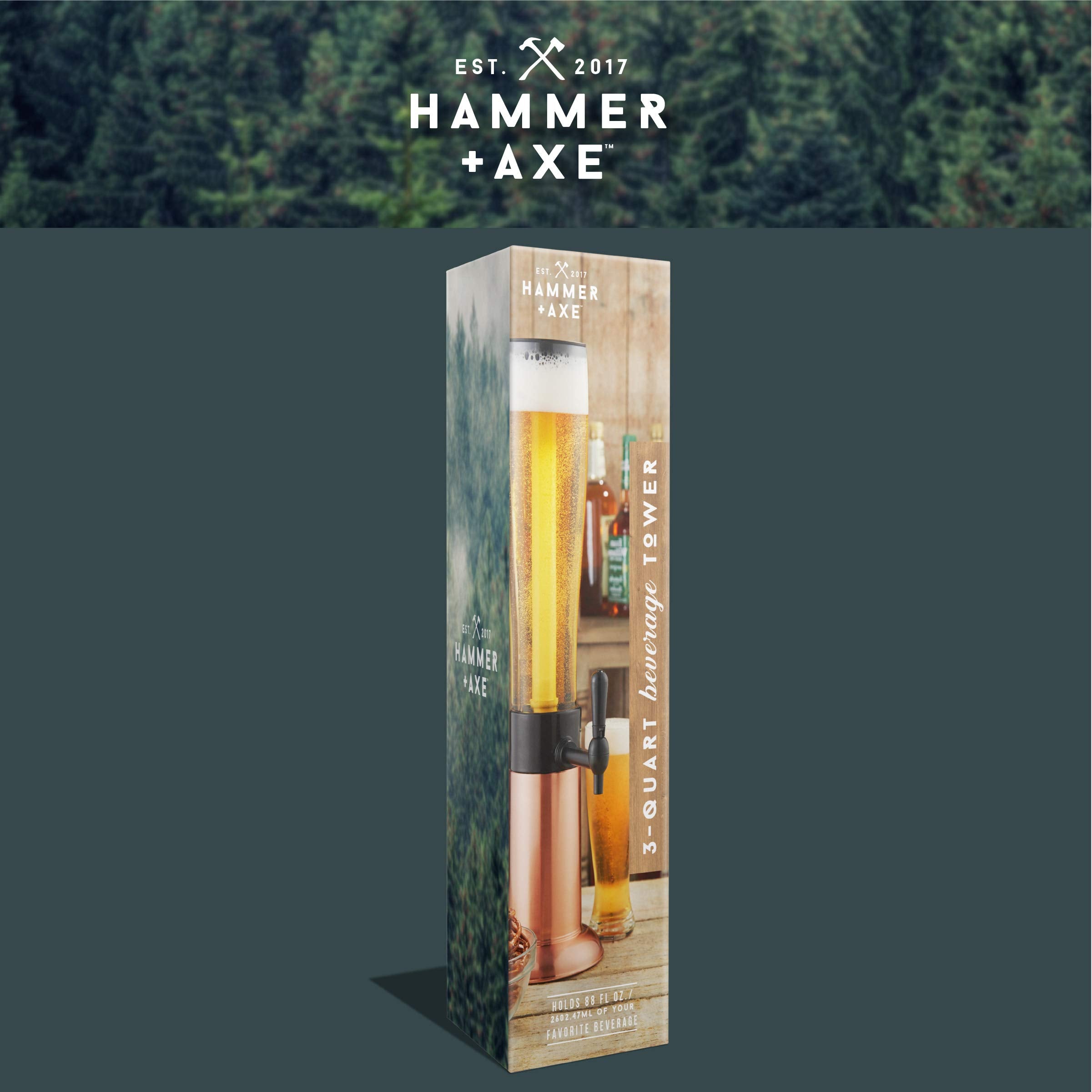 Hammer + Axe beverage dispenser tailgate-ready centerpiece.