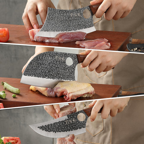 Hammer Iron Alley Viking knife blade close-up emphasizing rugged durability.