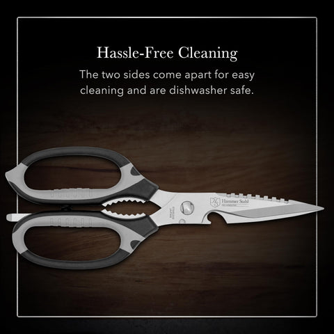 Hammer Stahl kitchen shears disassemble for thorough, effortless cleaning.
