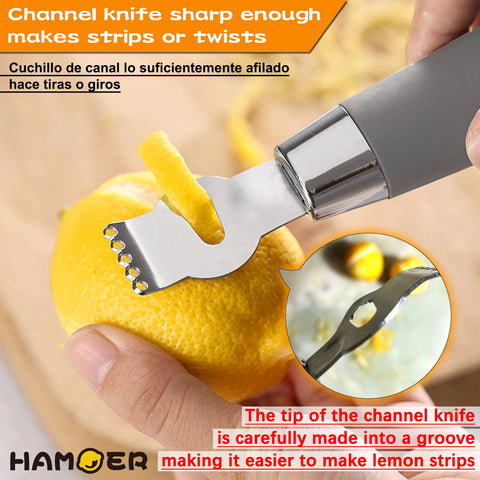 HAMOER channel knife for citrus strips garnish on drinks and plates