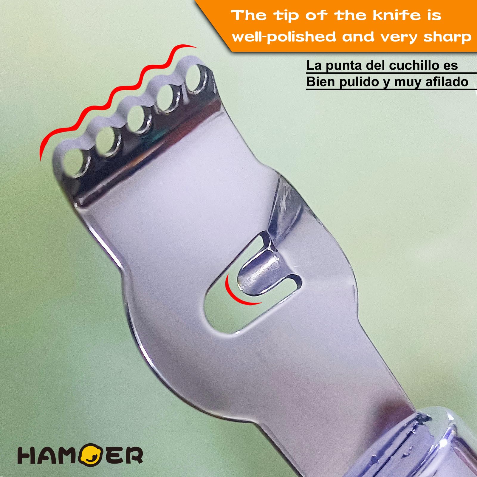HAMOER stainless steel blades close-up for durable zesting and grating
