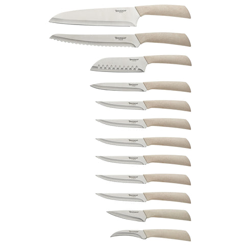 Hampton Forge Harvest blades gleam in stainless steel, signaling precision for daily kitchen tasks