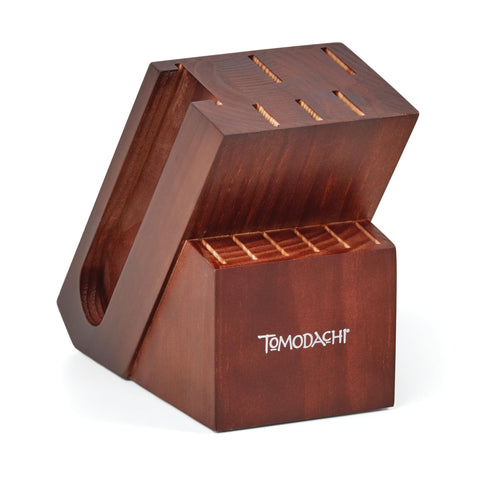 Hampton Forge Raintree Copper block set showing dark wood handles for comfortable grip.