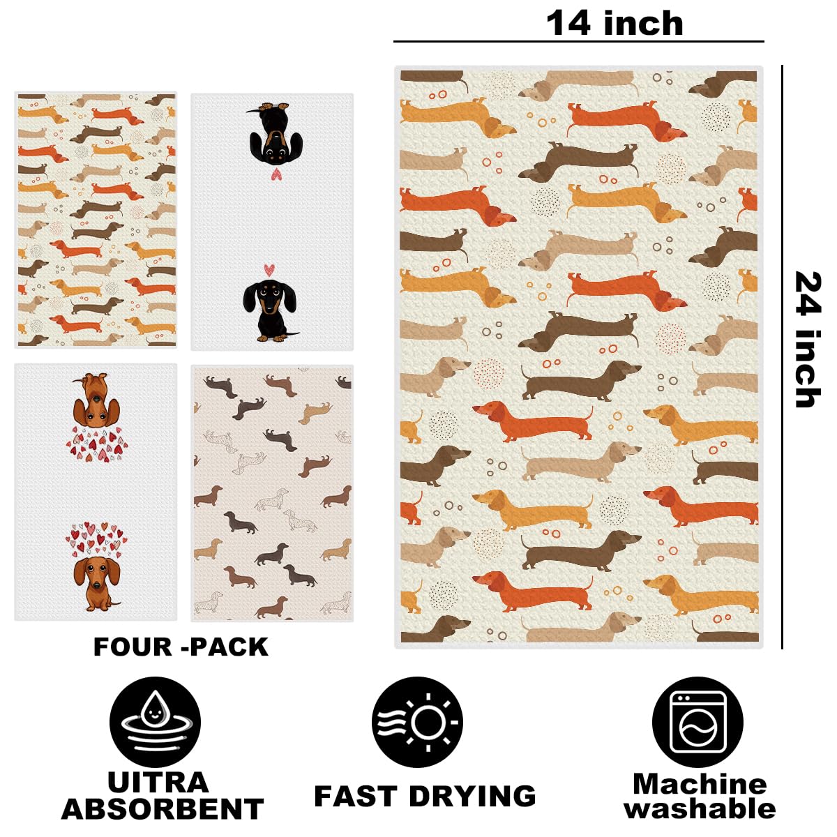 Hanamiya Na dachshund towel used for drying dishes with strong absorption