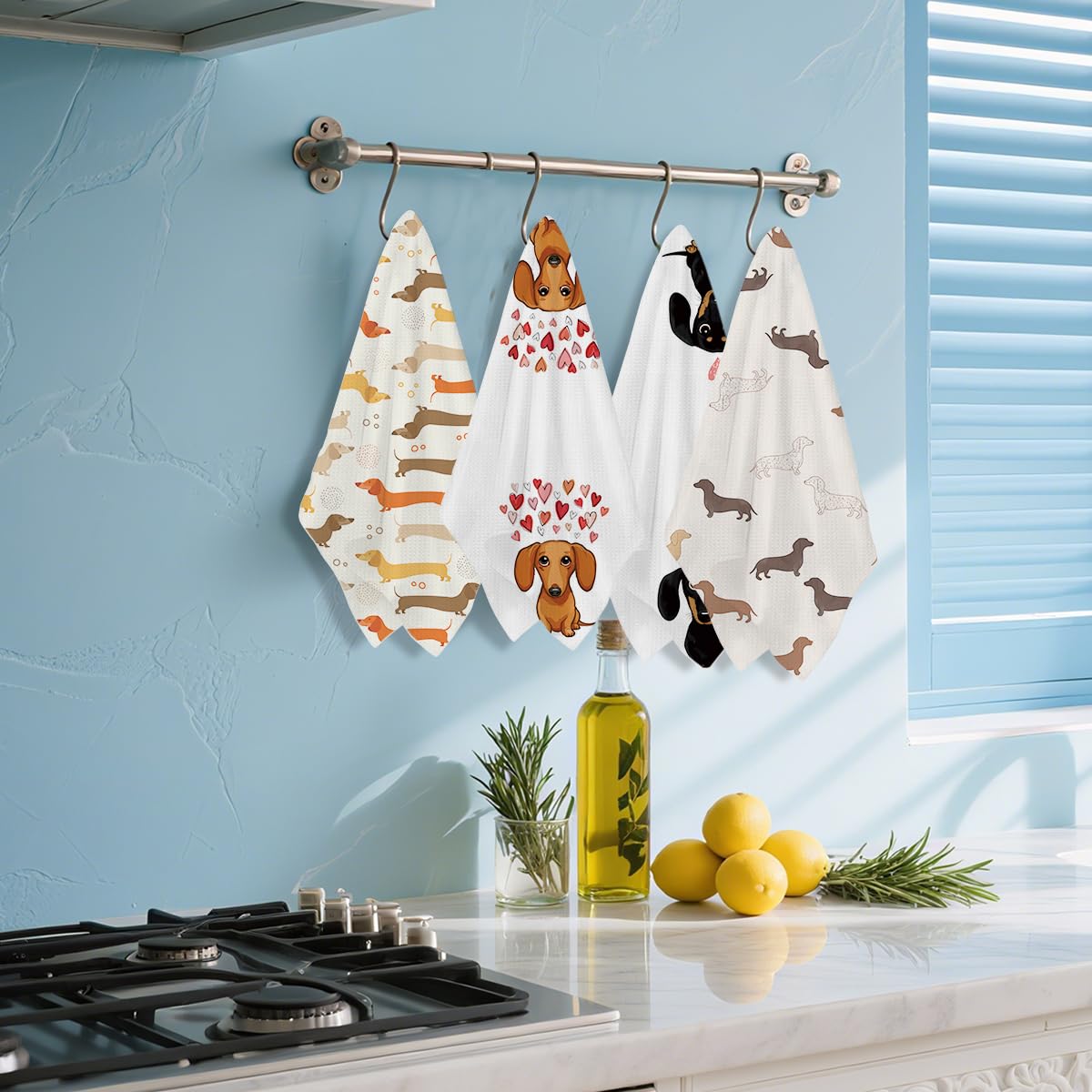 Hanamiya Na dachshund towels shown as a seasonal gift option