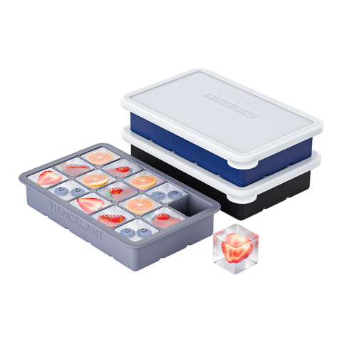 HANCELANT silicone ice cube tray 3-pack for easy batch ice.