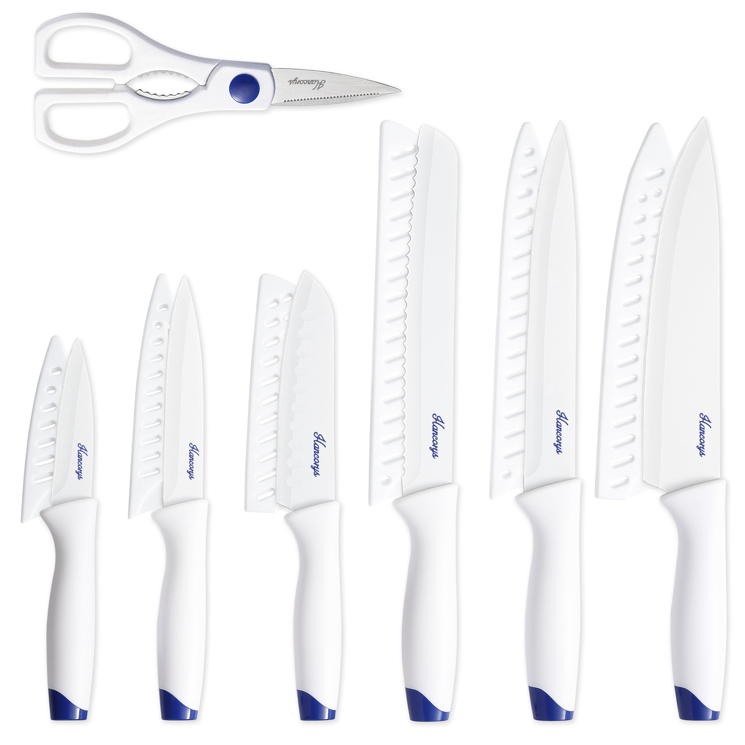 Hancorys 8-inch chef knife in action for precise cooking prep.