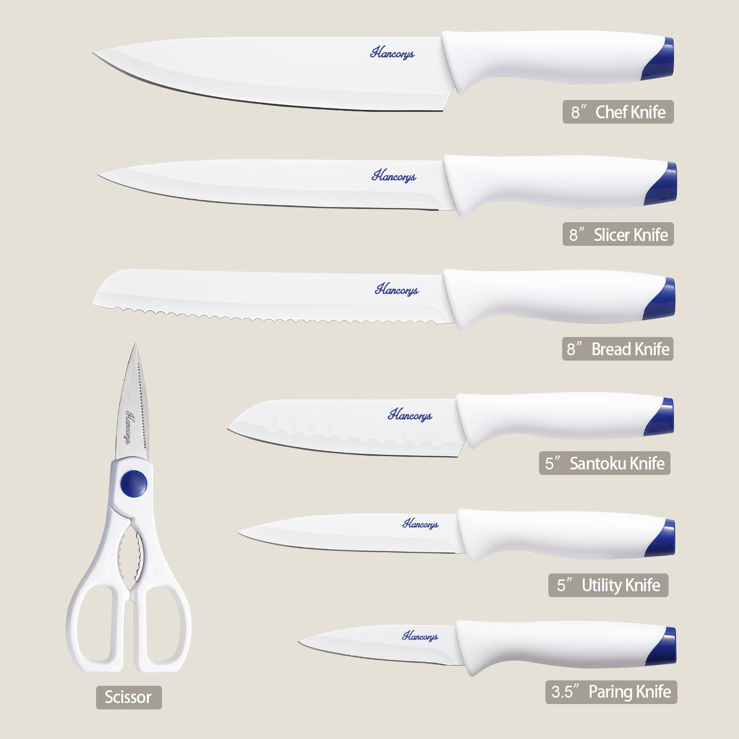 Hancorys kitchen shears with blade guards for safe storage.