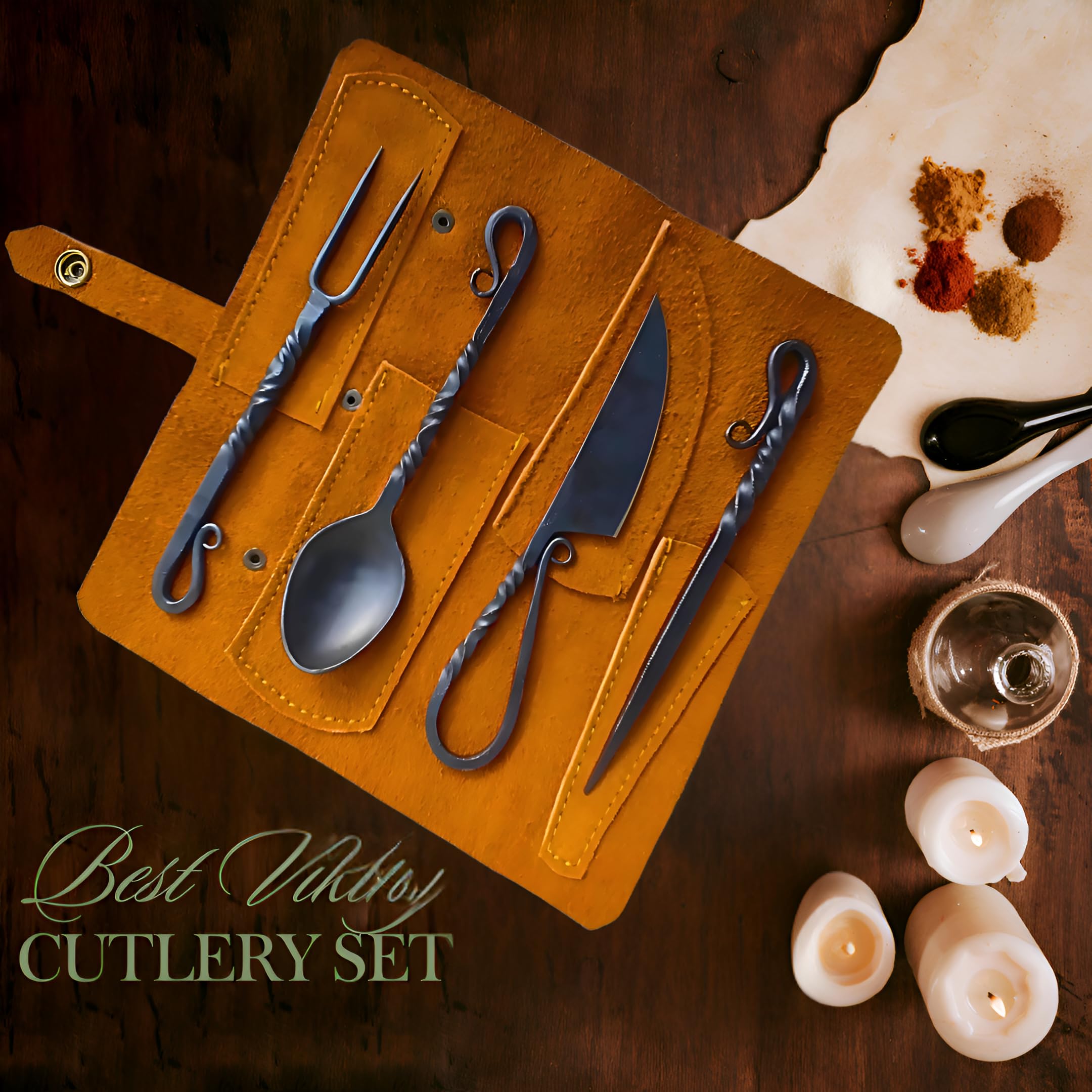 Hand Forged Medieval Cutlery Set knife for reliable cutting during reenactments